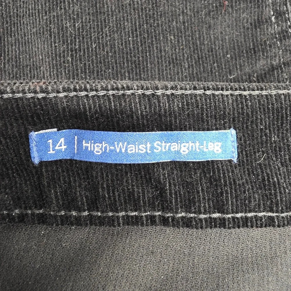 Talbots‎ Women's Size 14 Corduroy Pants High-Waist Straight-Leg Black Casual